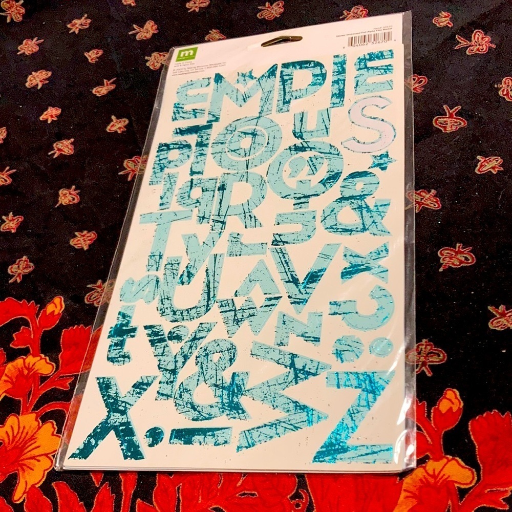 Making Memories distressed Foil  alpha stickers  Used